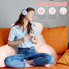 Pernă de citit, pernă de pat, pernă de spate extra mare pentru adulți 70x50cm pentru citit cu rolă detașabilă pentru gât și braț de susținere, pernă de citit confortabilă pentru pat și canapea (roz, extra mare)