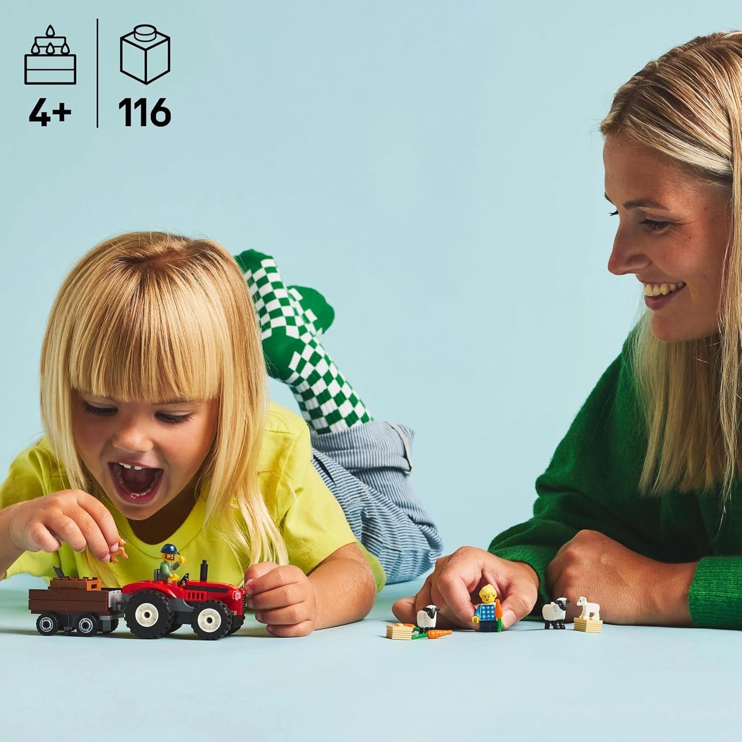 Tractor LEGO City cu remorcă - Jucărie de fermă cu tractor și figuri de animale - seturi de joacă Montessori pentru băieți și fete de la 4 ani - cadou cu 2 minifigurine 60461 Seturi de constructie Besuche den LEGO-Store