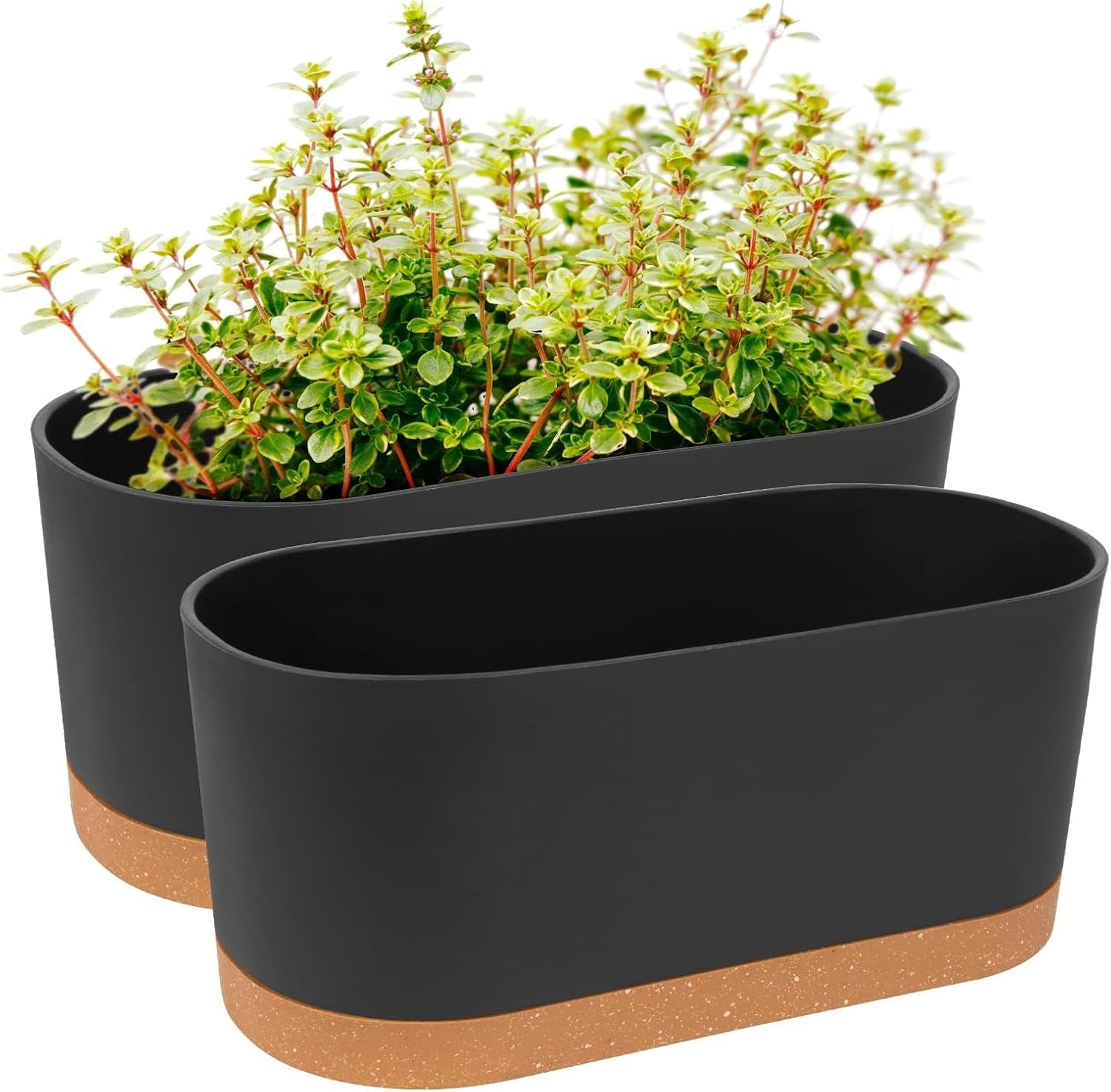 12.7cm Set of 2 Flower Pots, Indoor Plant Pots with Drainage Holes and Removable Base, Modern Decorative Saucers for Outdoor Garden Planters (White 12.7cm)