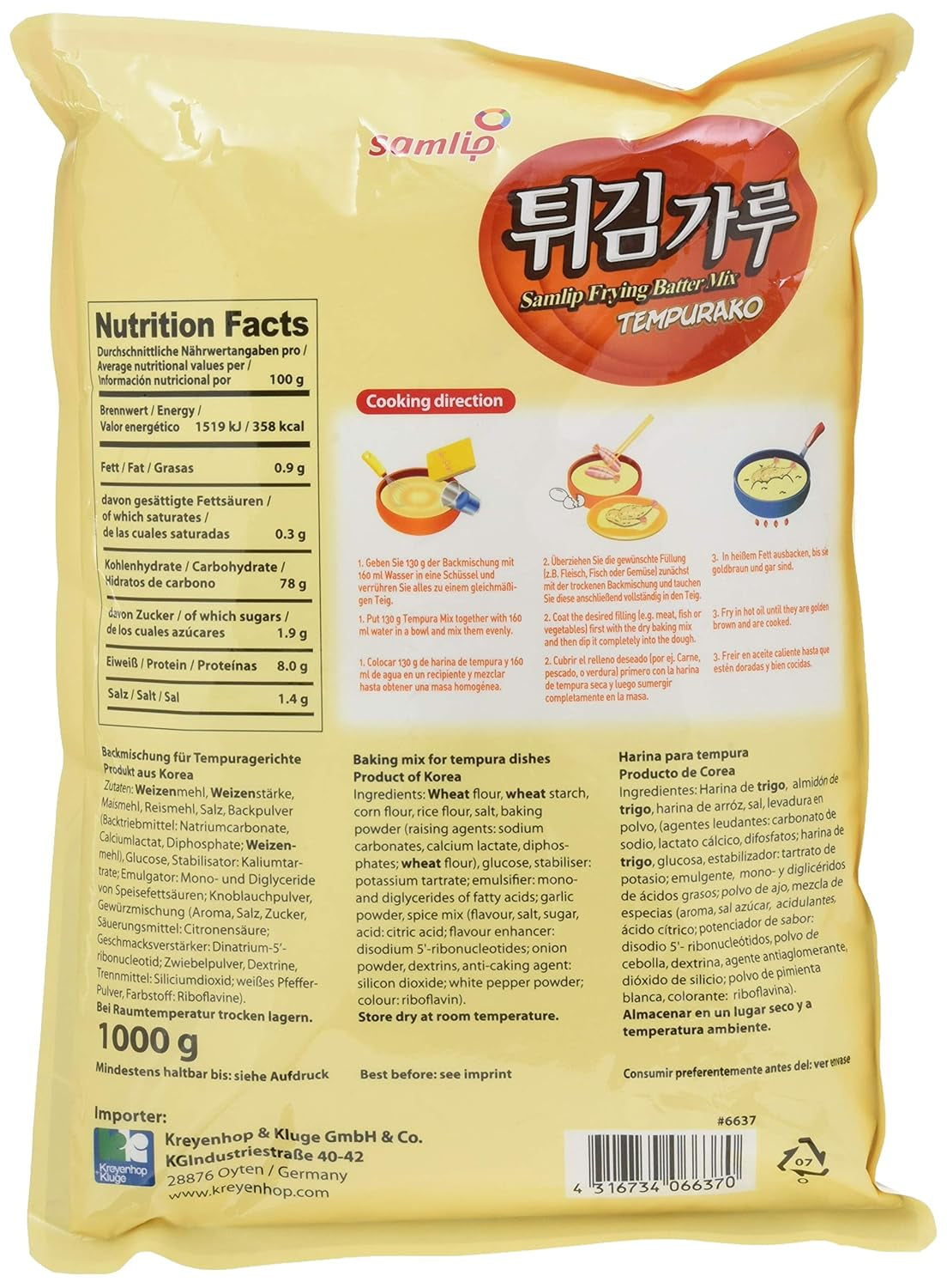 Backmischung Für Tempura Gerichte, 5Er Pack (5 X 1 Kg) Mixture for baking and cooking Naty Shop