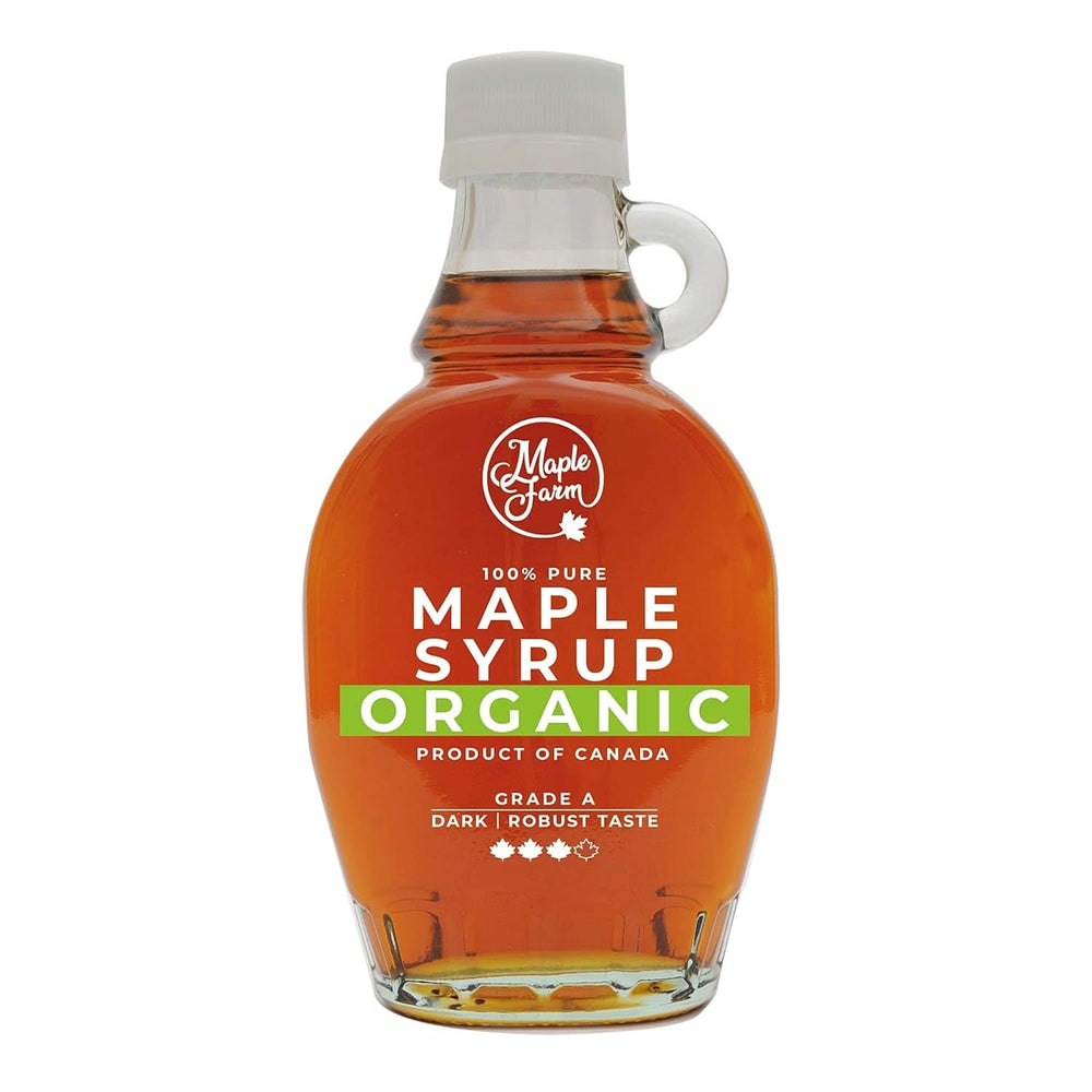 Maplefarm - Pure Canadian Organic Dark Maple Syrup, Grade A, Dark, Strong Flavor - 250ml Naty Shop Sweeteners 189ml