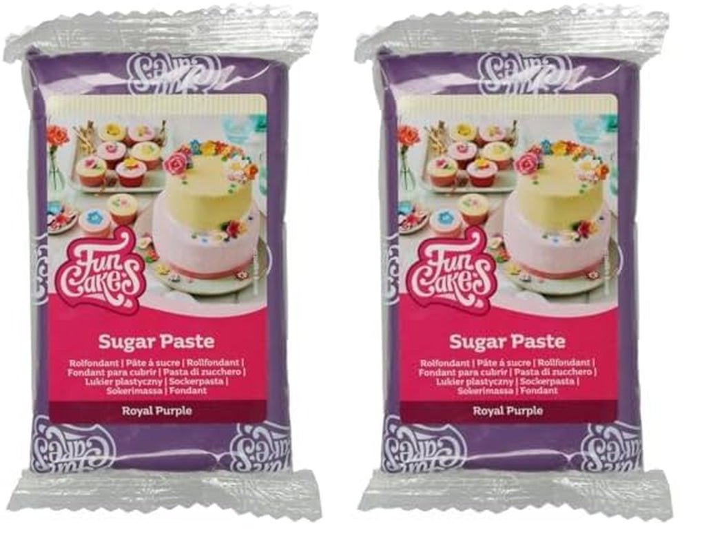 Fondant rulat FunCakes Royal Purple: Ușor de folosit, neted, flexibil, moale și pliabil, perfect pentru decorarea prăjiturilor. Fără gluten, 250 g (pachet de 2) Pasta de zahar Naty Shop Royal Purple 250 G (pachet de 2)