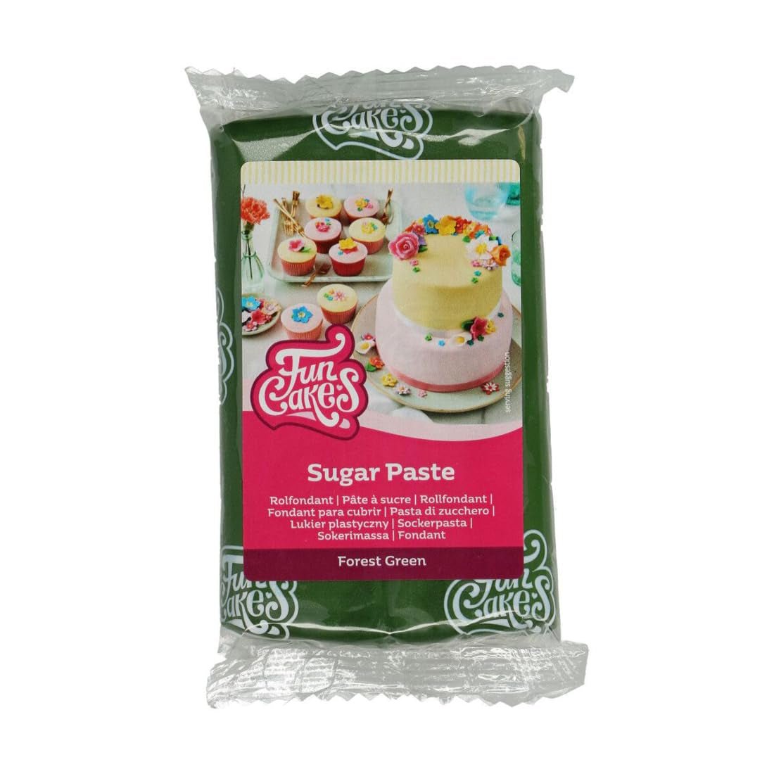 FunCakes Fondant rulat verde pădure: Ușor de utilizat, neted, flexibil, moale și pliabil, perfect pentru decorarea torturilor, halal, kosher și fără gluten, 250 g Pasta de zahar Naty Shop Default Title