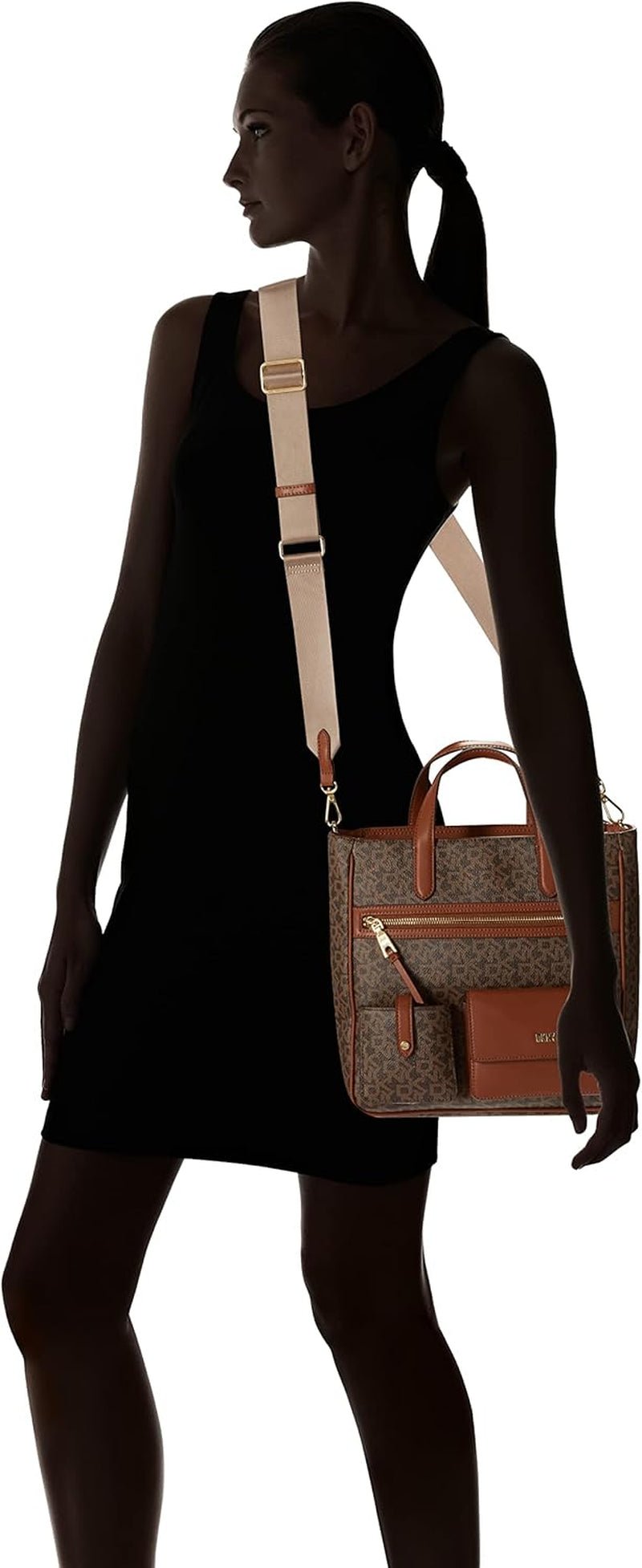 Geantă tip tote messenger Zyon pentru femei DKNY, mocha/caramel, mărime unică Genti Femei Naty Shop