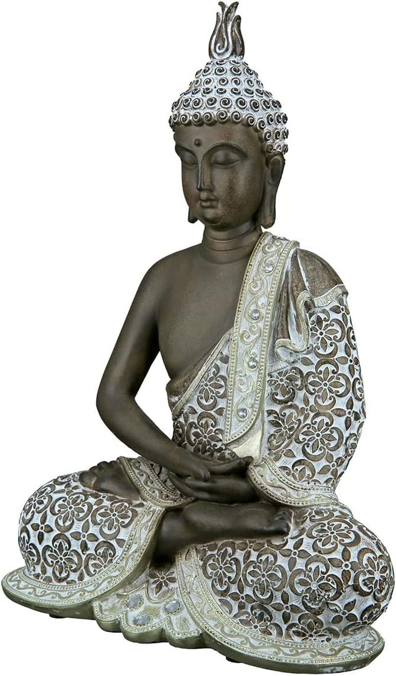 GILDE Sculptură decorativă Buddha șezând - Meditație - maro/alb - Înălțime 29 cm Statuete si sculpturi Naty Shop Maro Înălțime 29 cm