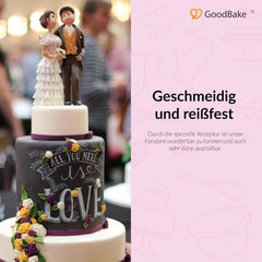 GoodBake fondant negru 500g, fondant rulat pentru acoperirea, modelarea, decorarea prăjiturilor, figurilor, florilor de zahăr și multe altele, fără ulei de palmier, vegan, fără gluten Pasta de zahar Naty Shop