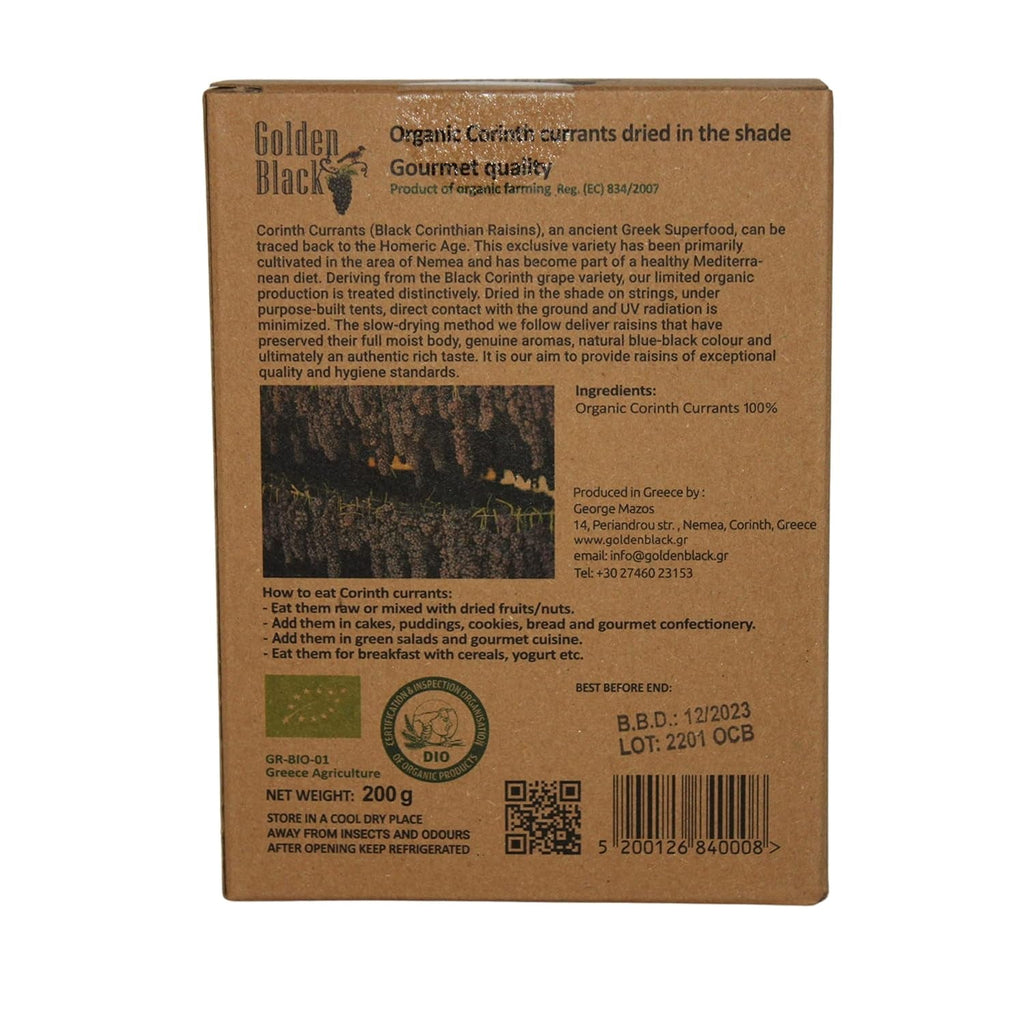 Greacă sultane negre organice - coacăze 200 g, pachet de 3 (3 X 200g) Produse deshidratate Naty Shop