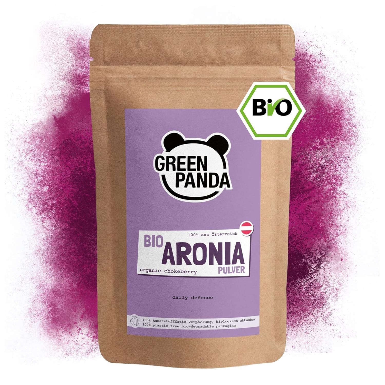 GREEN PANDA® pulbere organică de chokeberry din Austria | chokeberries uscate fin măcinate | chokeberries organice fără aditivi | alternativă regională la pudra de acai și boabe goji | 500g Produse deshidratate Naty Shop Titlu implicit