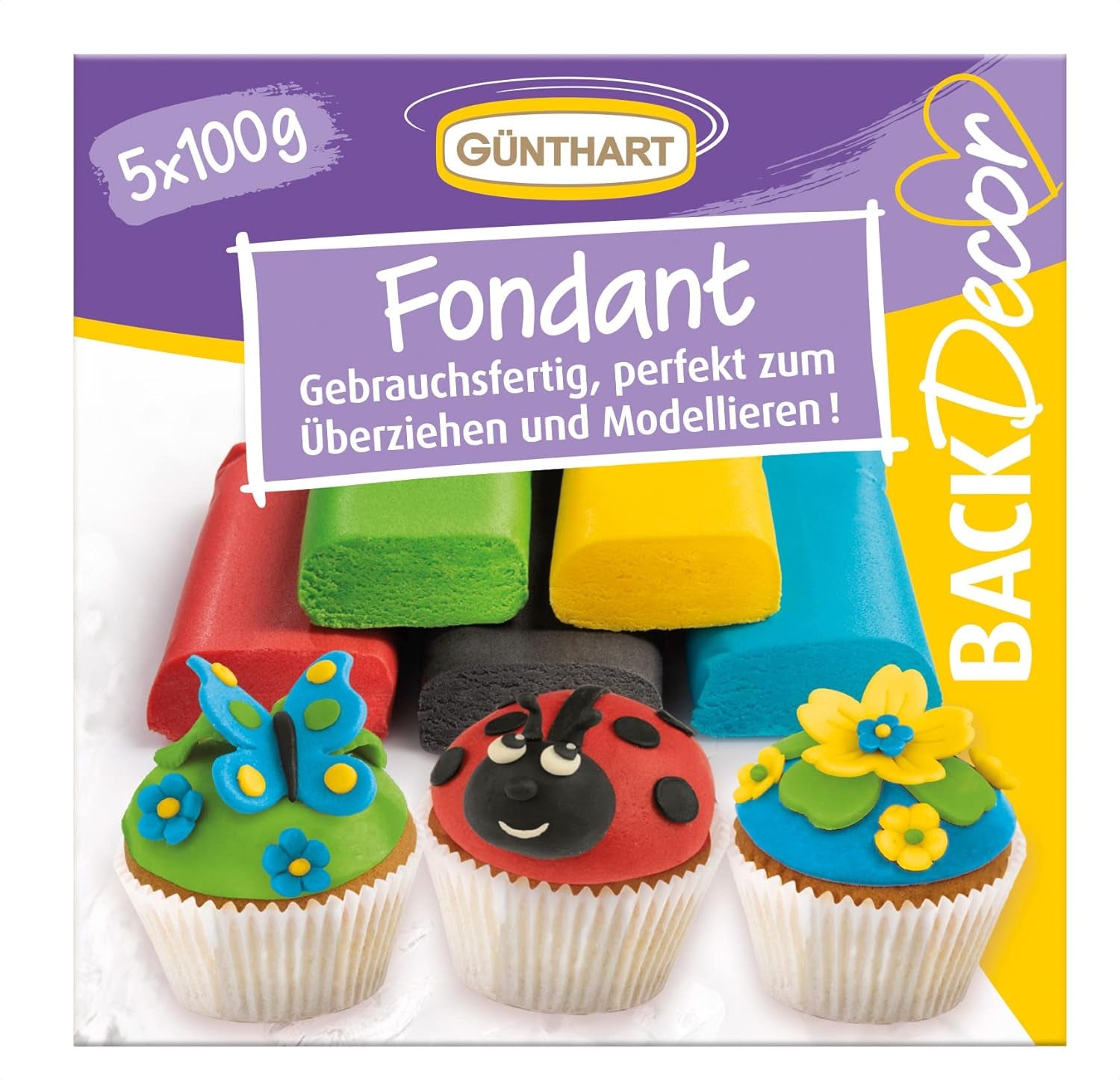 Günthart BackDecor 500g fondant fondant colorat, fără ulei de palmier, lut de modelare pentru design, set de 1 (500 gr) Pasta de zahar Naty Shop Default Title