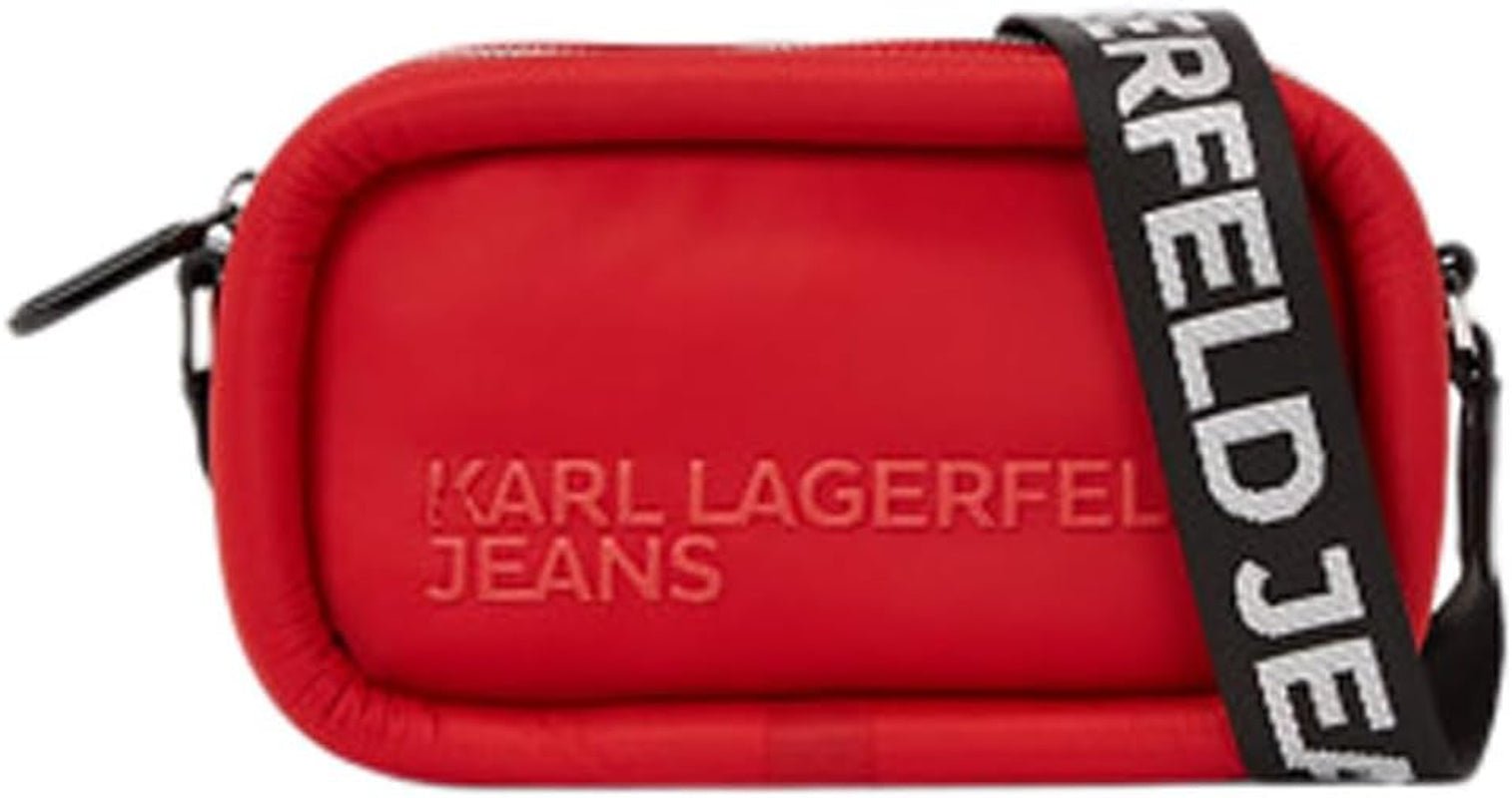 KARL LAGERFELD JEANS Puffy Camera Bag Crossbody Genti Femei Naty Shop Pompeian roșu
