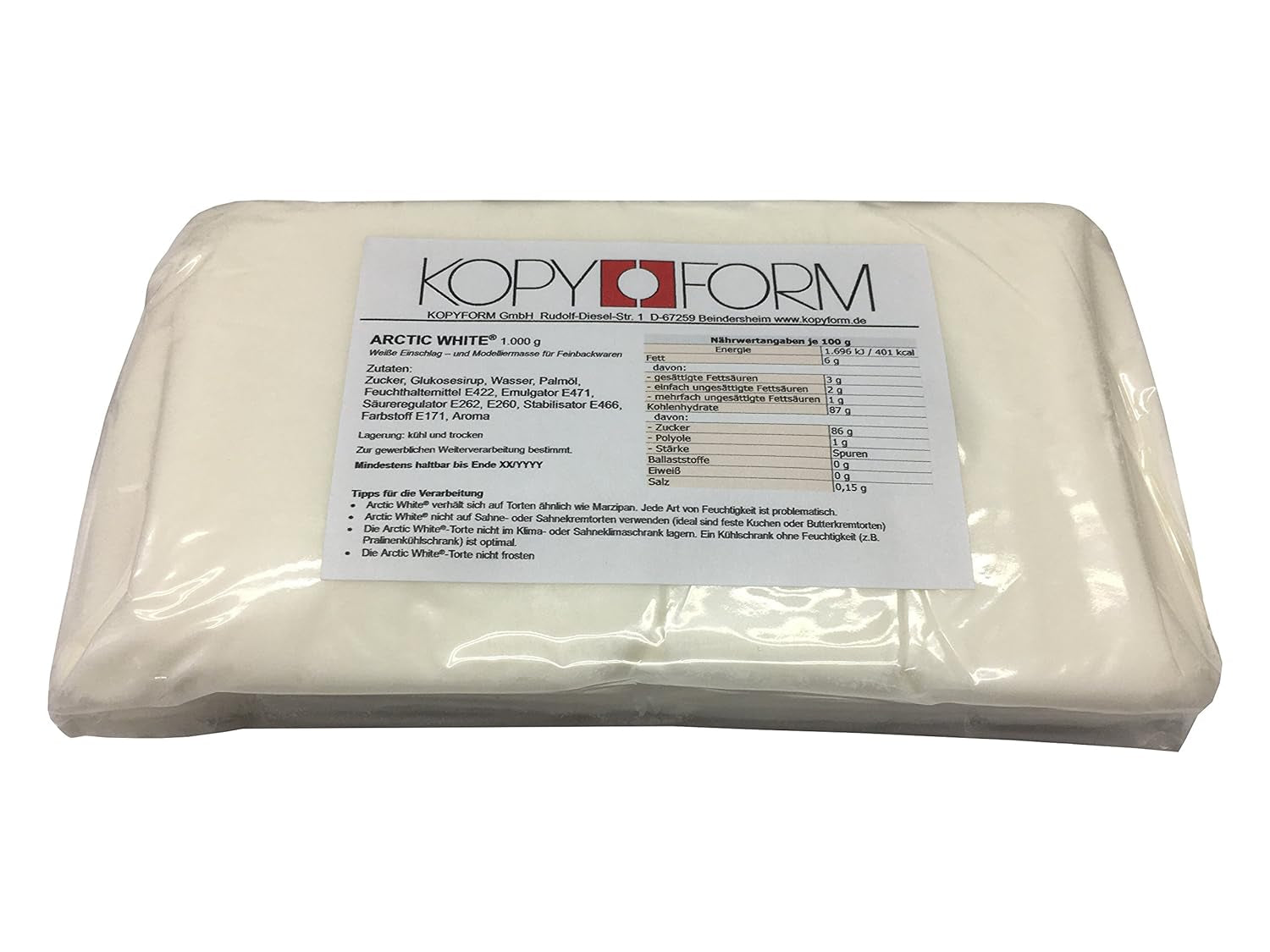 KOPYFORM roll fondant Arctic White® 5kg, alb Pasta de zahar Naty Shop Default Title