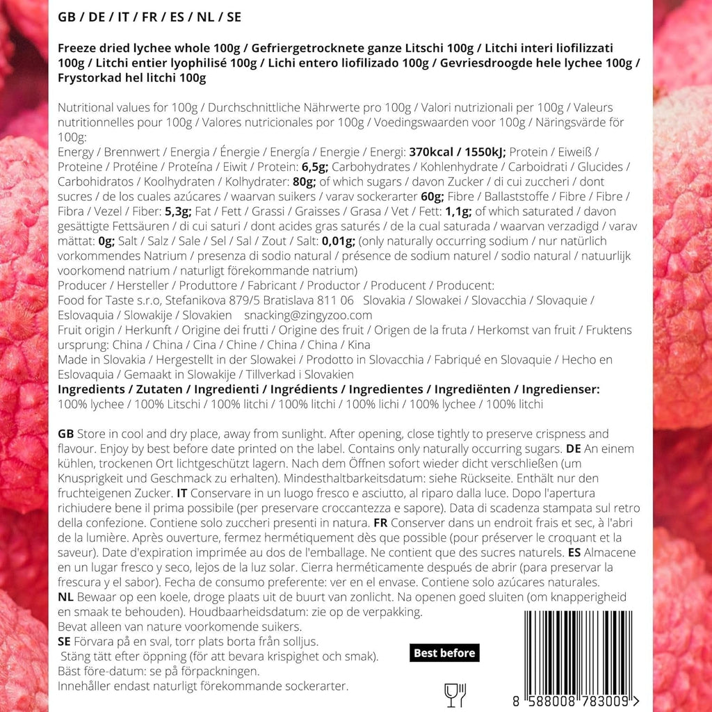 Lychee liofilizat | 100% Lychee fructe uscate liofilizate | uscate natural Vegan fără gluten | Nu Lychee suc Lychee sirop | Freeze Dried Fruit Tropical Litchi | ZingyZoo Produse deshidratate Naty Shop