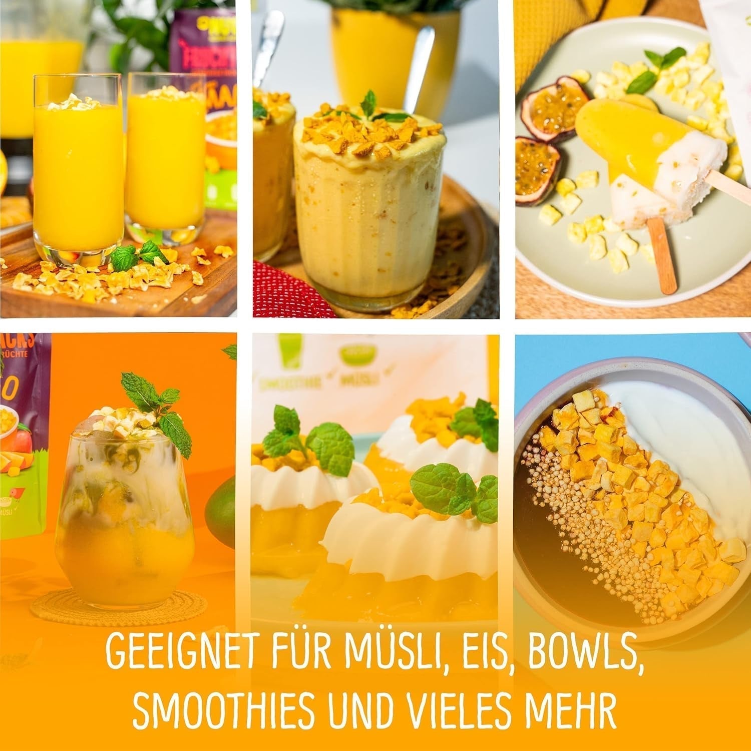 Mango liofilizat: 100g fructe liofilizate din bucăți fragede de mango fără zahăr adăugat - mango uscat - mango uscat - fructe uscate - fructe uscate de la NutriPur Produse deshidratate Naty Shop