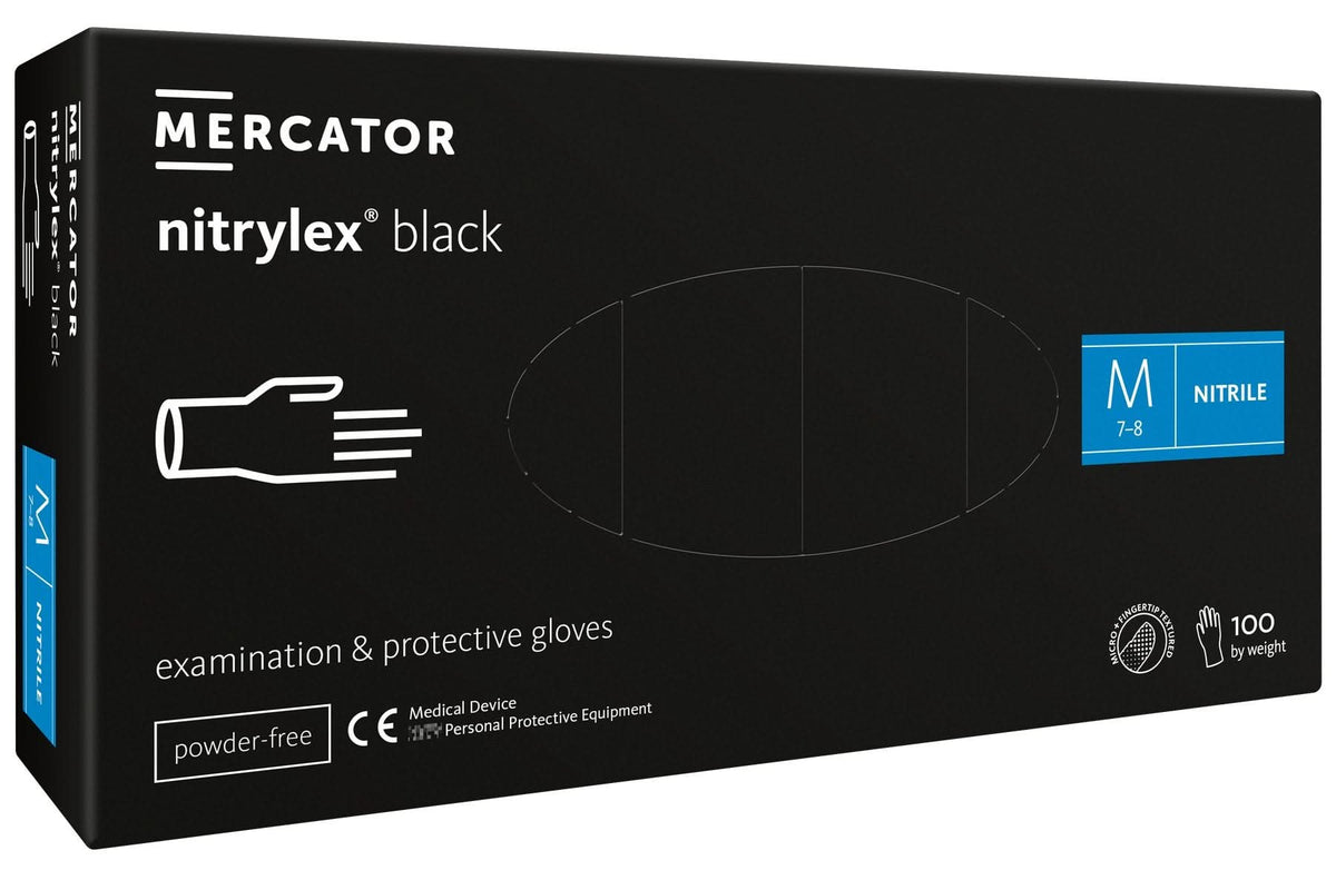 Manusi nitril nepudrate negre Nitrylex 100buc, marimea L Nati Shop