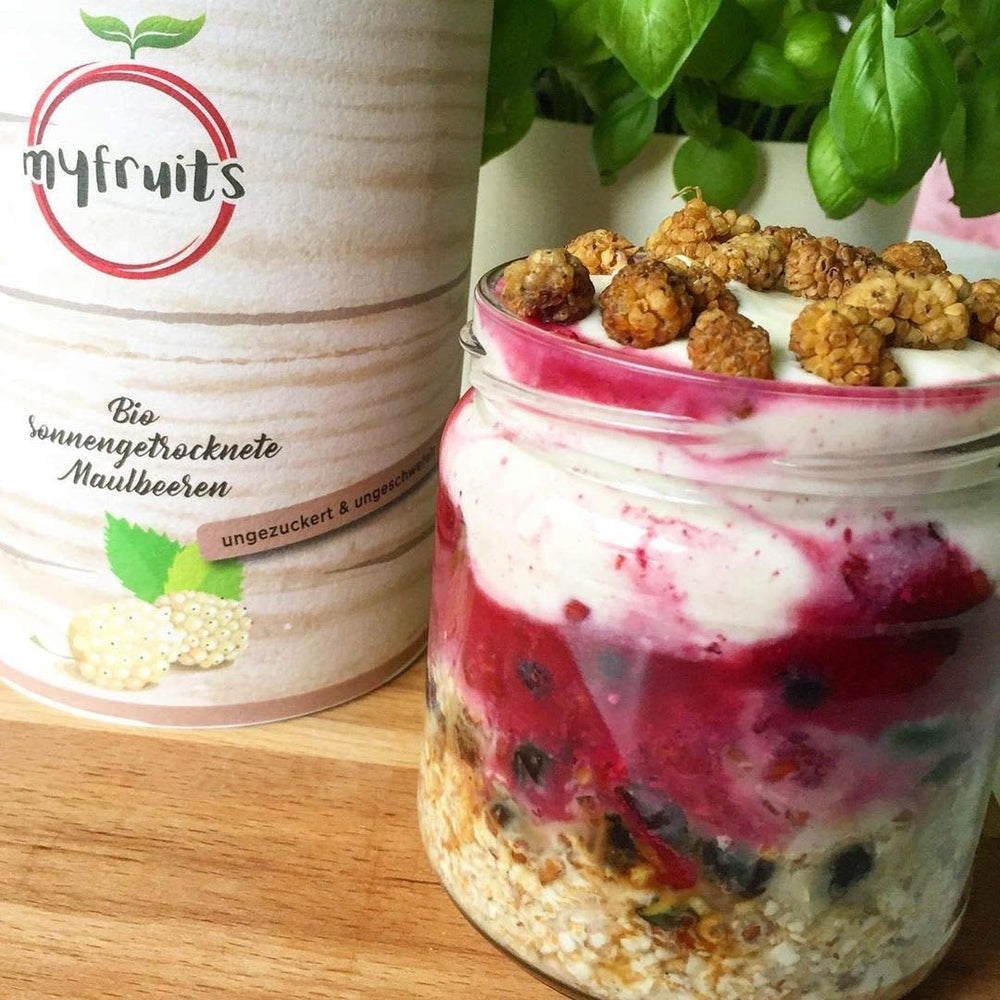 myfruits mure organice uscate, 750g, uscate la soare, fără aditivi. Din agricultura ecologică certificată, mure albe uscate Produse deshidratate Naty Shop