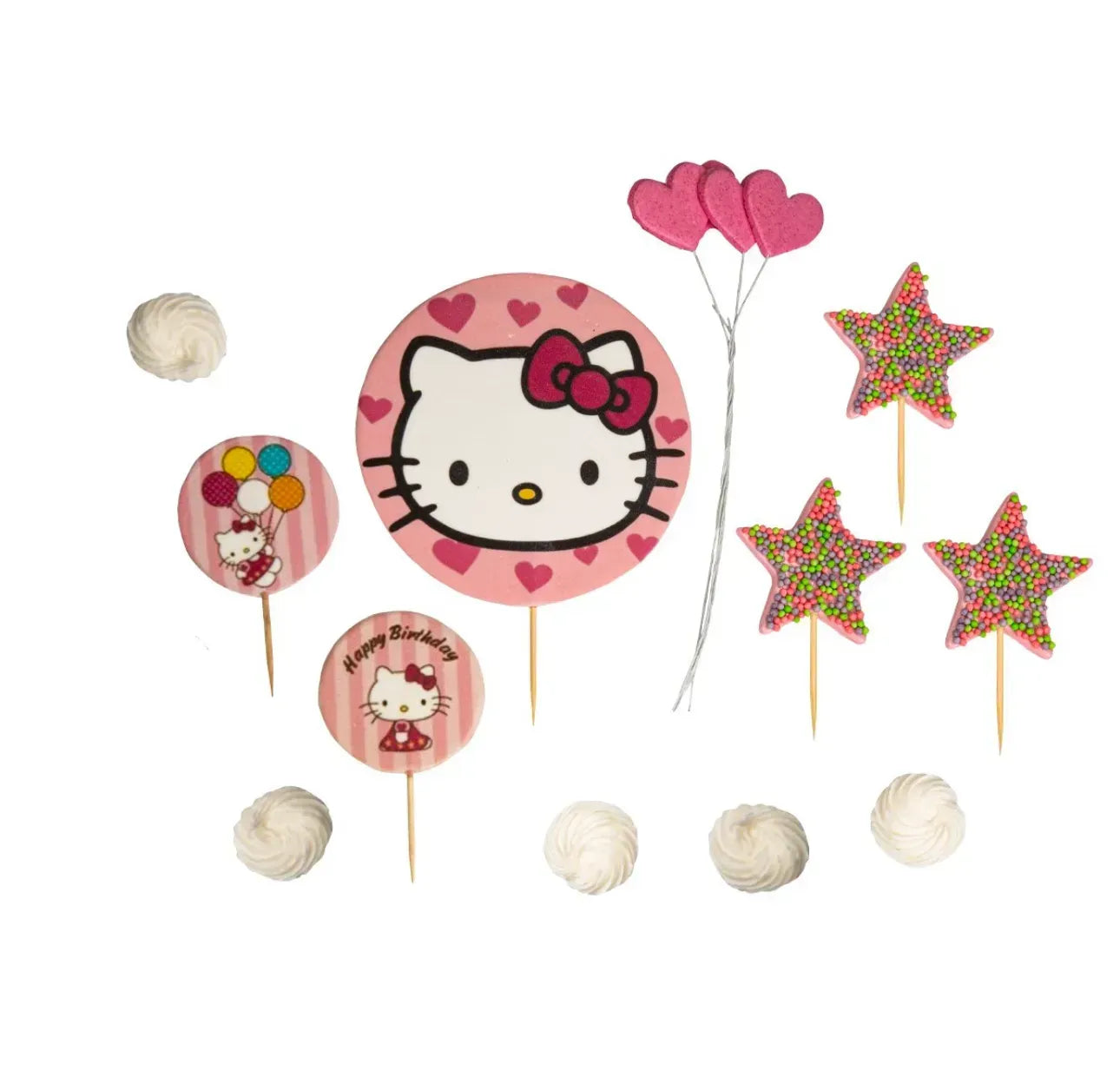 Set of 12 edible decorations, Hello Kitty