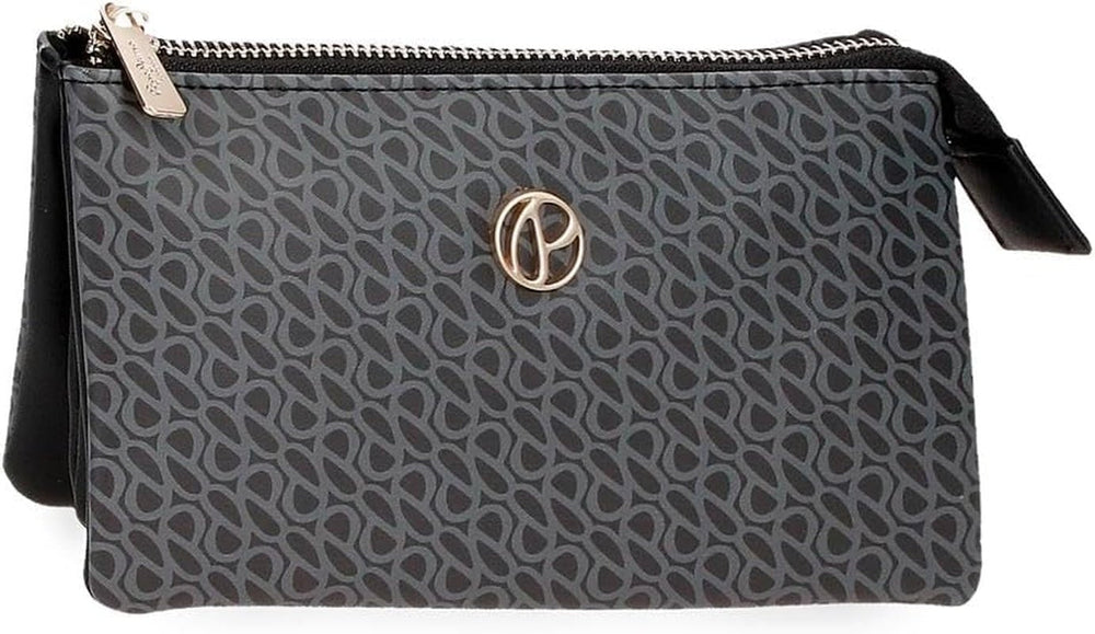 Pepe Jeans Megan Geantă de toaletă negru 17x9x2 cm Faux piele, negru, Talla única, Geantă de toaletă Portofel Femei Naty Shop Negru Portofel triplu