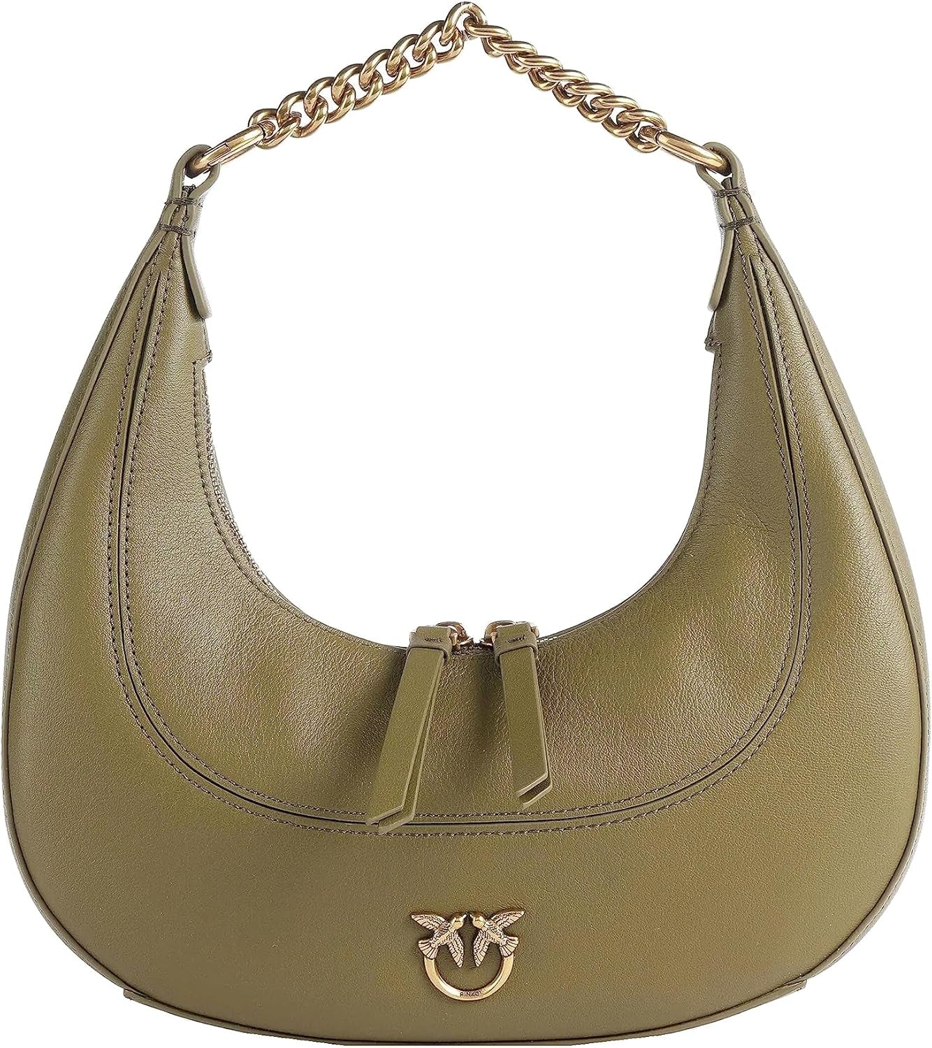 Pinko femei BRIOCHE HOBO Mini KALB MORB, V62q_Green Fir-Antique Gold Genti Femei Naty Shop Titlu implicit