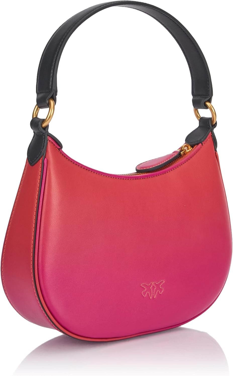 Pinko Half Moon mini piele culoare gradient sac, ya4l_Mult.fuchsia, portocaliu-negru Genti Femei Naty Shop