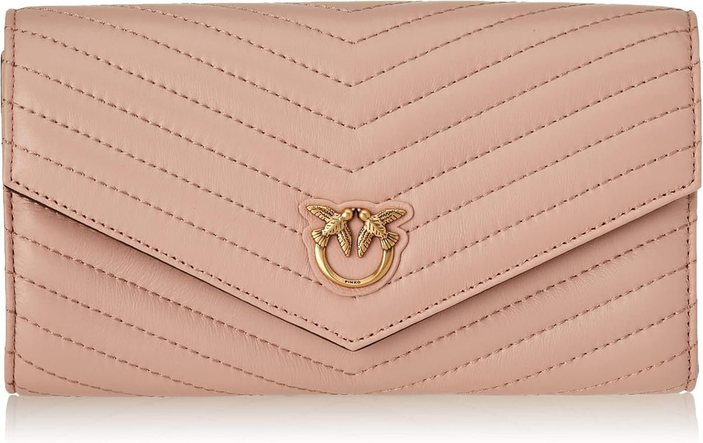 Pinko Ladies Compact Wallet L Sheep Nappa C Portofel accesorii de călătorie Portofel Femei Naty Shop O81Q_Pudră aur antic Lungime di 19Cm