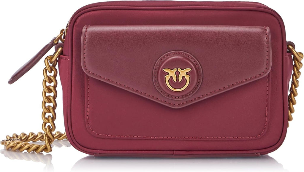 Pinko Nyllo Gate Camera CASE Reciclat NYLO Genti Femei Naty Shop Ww5Q_Currant Intenso-Antique Gold