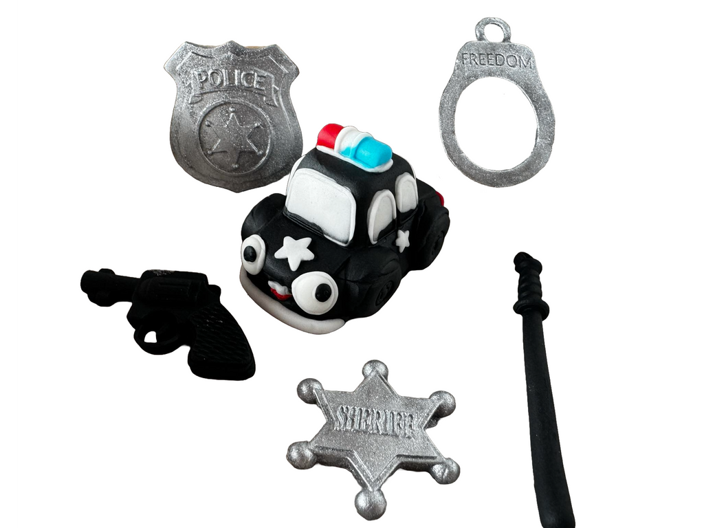 Set 6 decoratiuni comestibile din pasta de zahar, Politia Decoratiuni din Pasta de Zahar Naty Shop