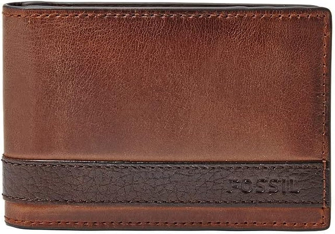 Portofel bifold din piele Quinn pentru bărbați Fossil 10 cm L x 1,5 cm l x 7 cm H Portofel Barbati Naty Shop