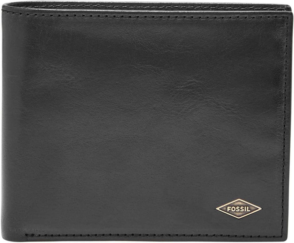 Portofel Bifold Fossil Ryan din piele pentru bărbați 11,43 cm L x 2,54 cm l x 9,525 cm H Portofel Barbati Naty Shop Negru