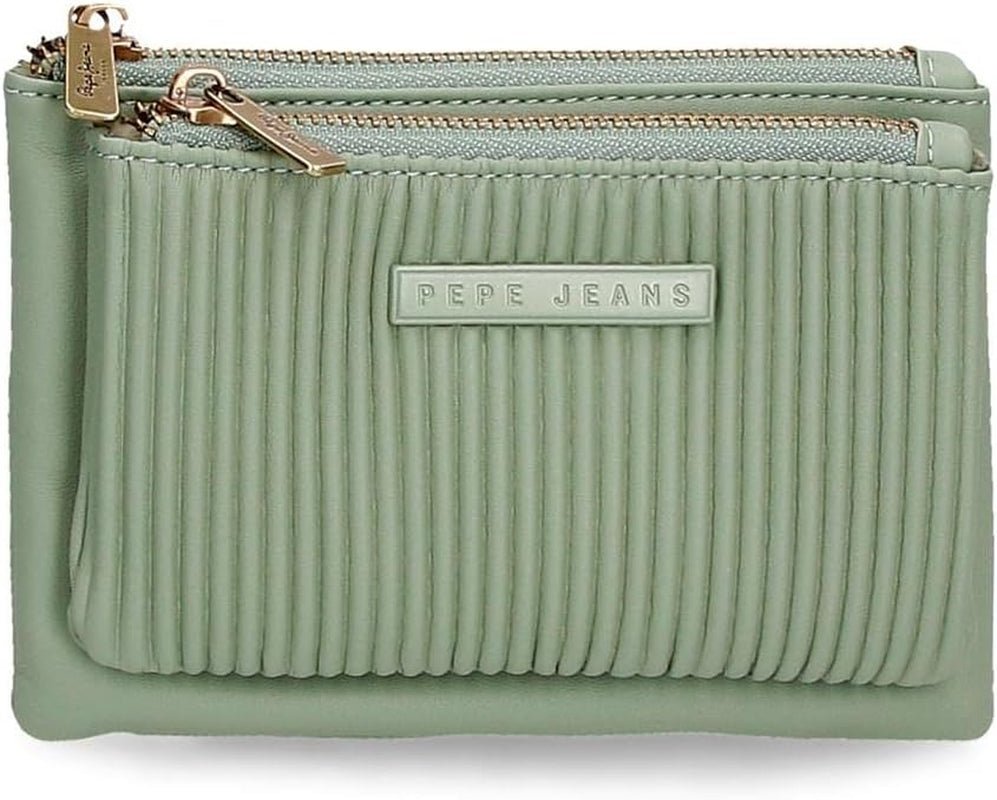 Portofel Pepe Jeans Aurora trei compartimente negru 17.5 x 9.5 x 2 cm piele artificială Portofel Femei Naty Shop Verde Poșeta