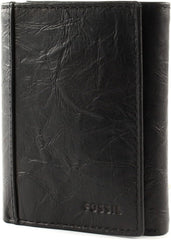 Portofel trifold din piele Neel pentru bărbați Fossil 8,255 cm L x 1,905 cm l x 10,16 cm H Portofel Barbati Naty Shop Negru