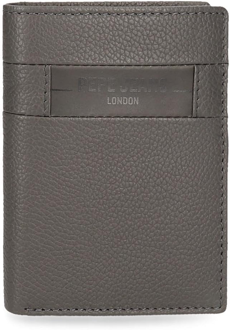 Portofele și portmonee Pepe Jeans Checkbox din piele de vacă, negru, maro, albastru și gri Portofel Barbati Naty Shop Gri Portofel vertical