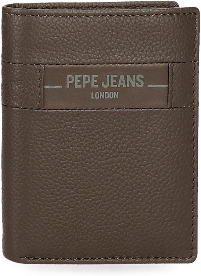 Portofele și portmonee Pepe Jeans Checkbox din piele de vacă, negru, maro, albastru și gri Portofel Barbati Naty Shop Maro Servieta