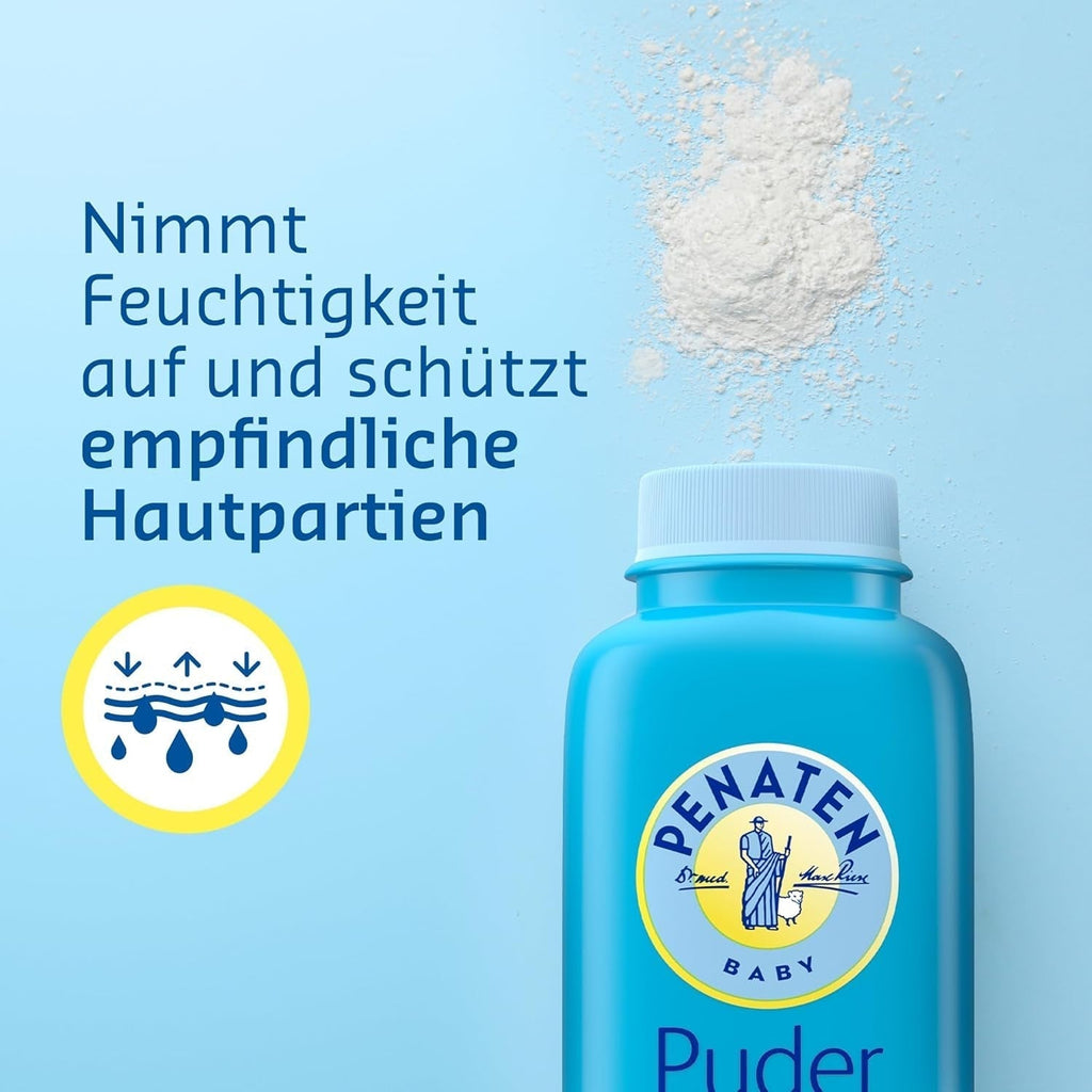Pudră naturală pentru bebeluși Penaten cu aloe și vitamina E (1x 100g)- Protejează pielea sensibilă, absoarbe umezeala și menține pielea uscată- Aprobat dermatologic-99% ingrediente de origine naturală Copii - Baie si Skincare Naty Shop
