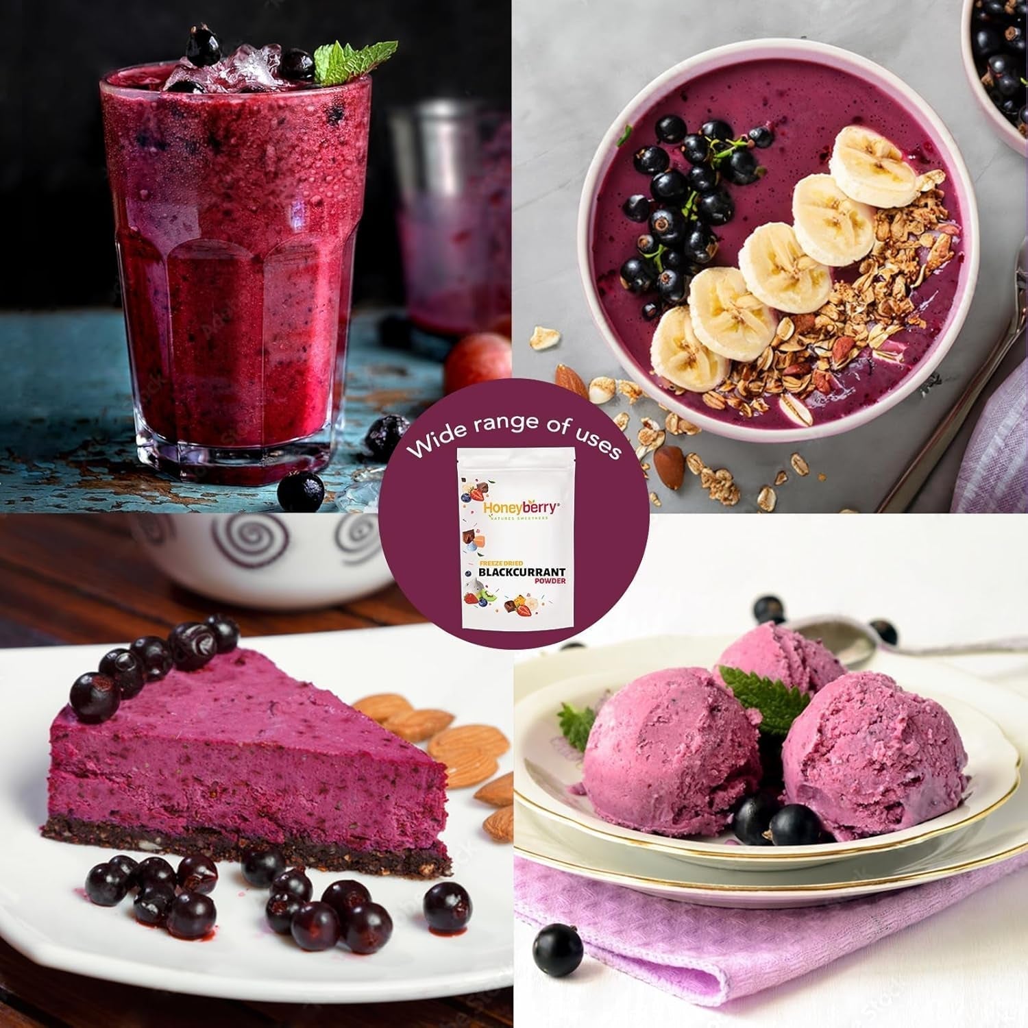 Pulbere de coacăze negre liofilizate 100g - Pulbere de fructe liofilizate - Pulbere de coacăze negre pentru smoothie-uri și coacere - Pulbere naturală de coacăze negre fără aditivi Produse deshidratate Naty Shop