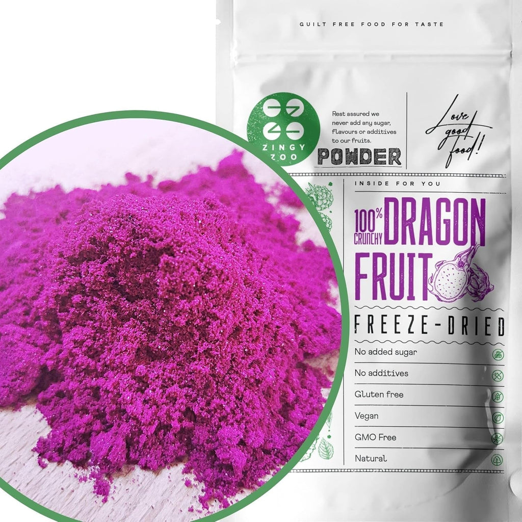Pulbere de fructe de dragon | XL 300g Pulbere de Pitaya roz uscată prin congelare | Pitaya roșie | Pulbere de fructe de dragon Pitahaya | Smoothie Bowl Powder pentru Matcha Iced Tea Pink Latte | Pulbere de fructe de dragon uscată prin congelare Produse deshidratate Naty Shop 300 G (1 pachet)