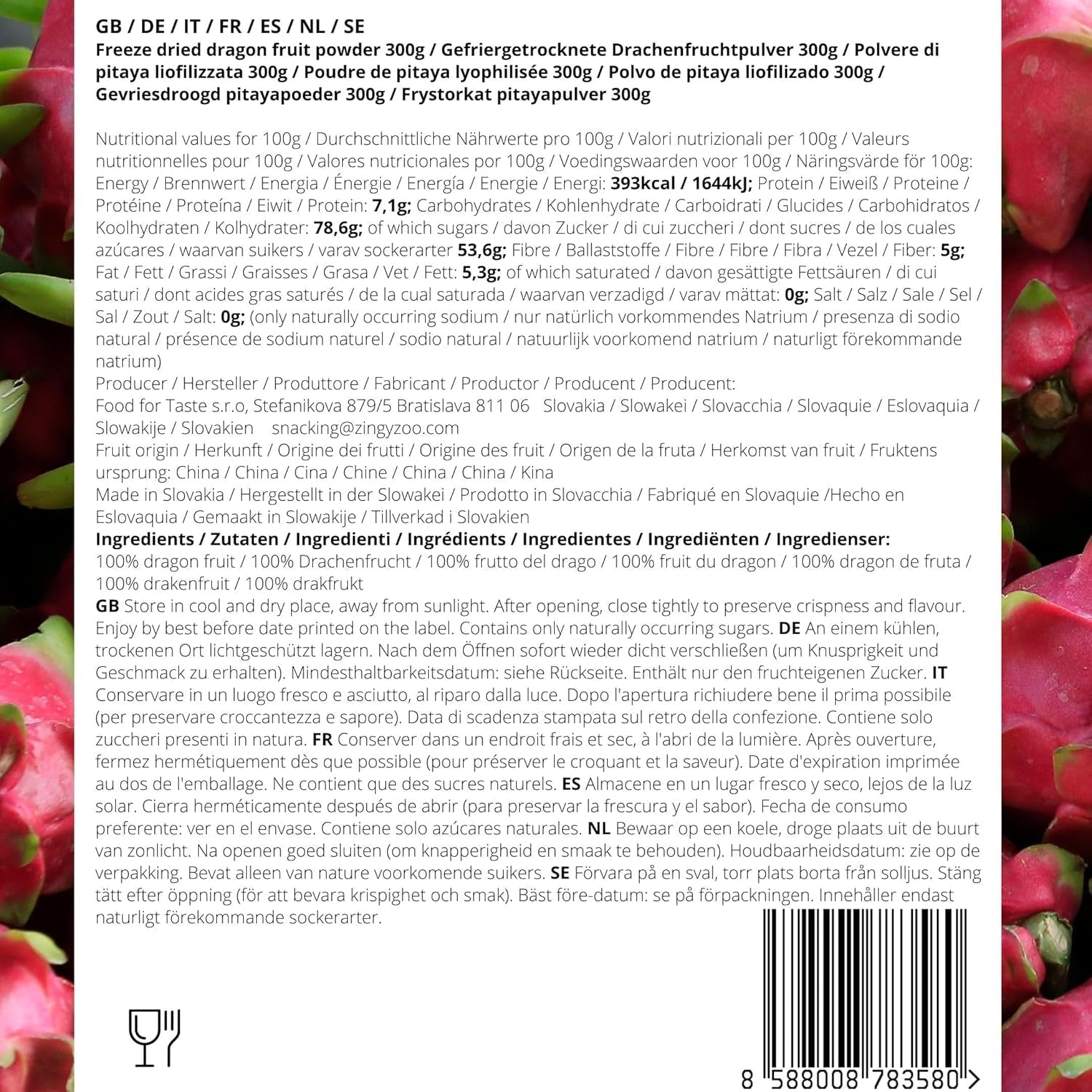Pulbere de fructe de dragon | XL 300g Pulbere de Pitaya roz uscată prin congelare | Pitaya roșie | Pulbere de fructe de dragon Pitahaya | Smoothie Bowl Powder pentru Matcha Iced Tea Pink Latte | Pulbere de fructe de dragon uscată prin congelare Produse deshidratate Naty Shop