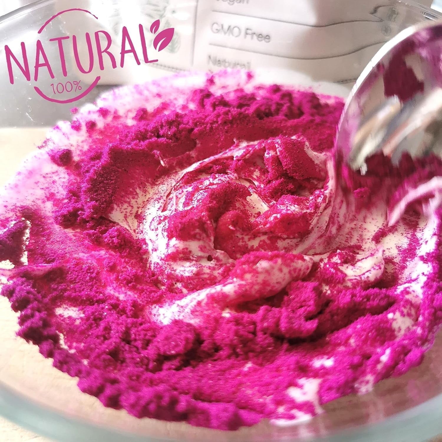 Pulbere de fructe de dragon | XL 300g Pulbere de Pitaya roz uscată prin congelare | Pitaya roșie | Pulbere de fructe de dragon Pitahaya | Smoothie Bowl Powder pentru Matcha Iced Tea Pink Latte | Pulbere de fructe de dragon uscată prin congelare Produse deshidratate Naty Shop