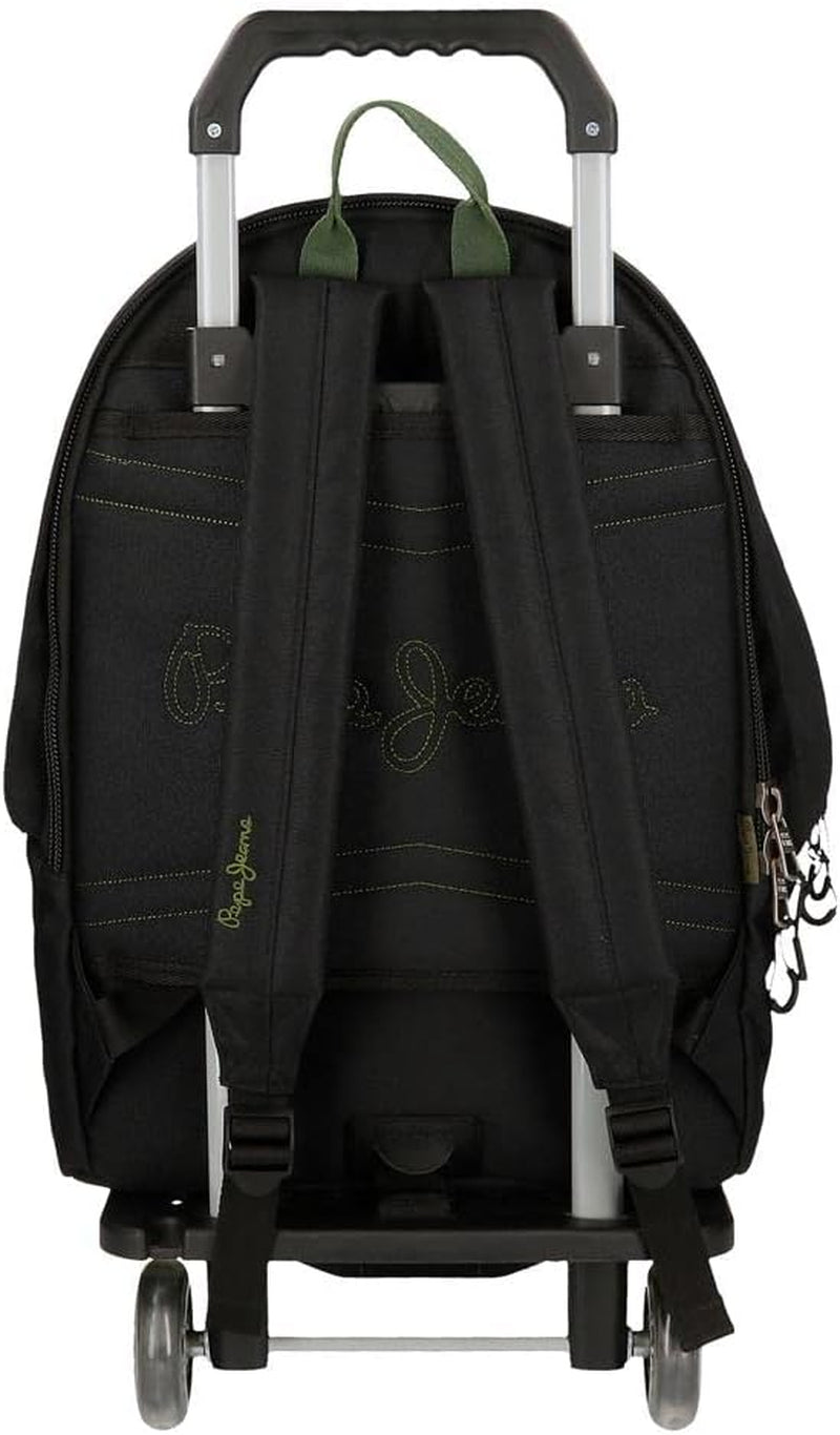Rucsac Pepe Jeans Luca pentru laptop, compartiment dublu cu troler, 15.6 inch, negru, 31 x 44 x 15 cm, poliester 23.87 l, negru , Rucsac pentru laptop cu compartiment dublu și troler Bagaje și echipament de călătorie Naty Shop