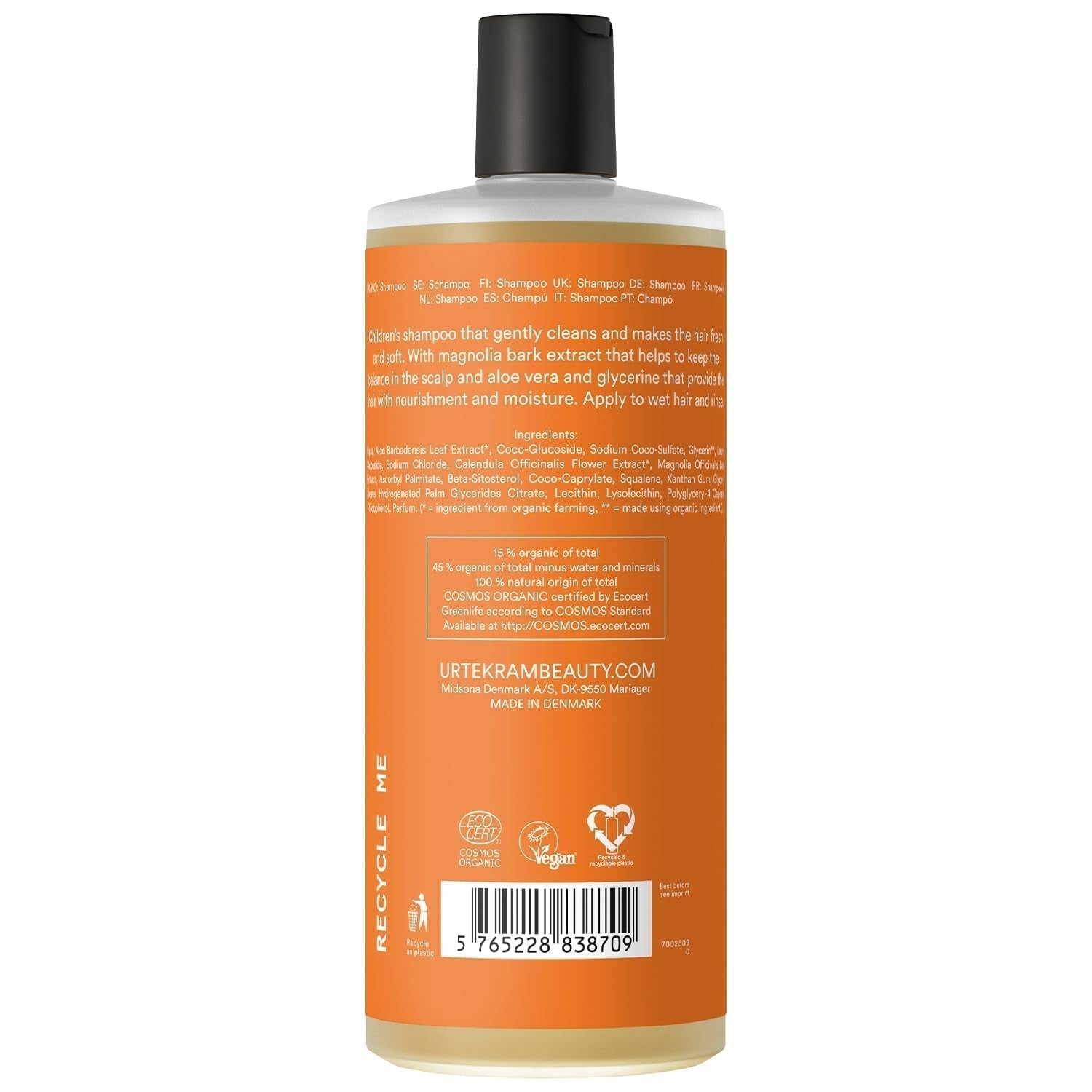 Șampon pentru copii Urtekram organic, îngrijire ușoară, 500 ml Copii - Baie si Skincare Naty Shop