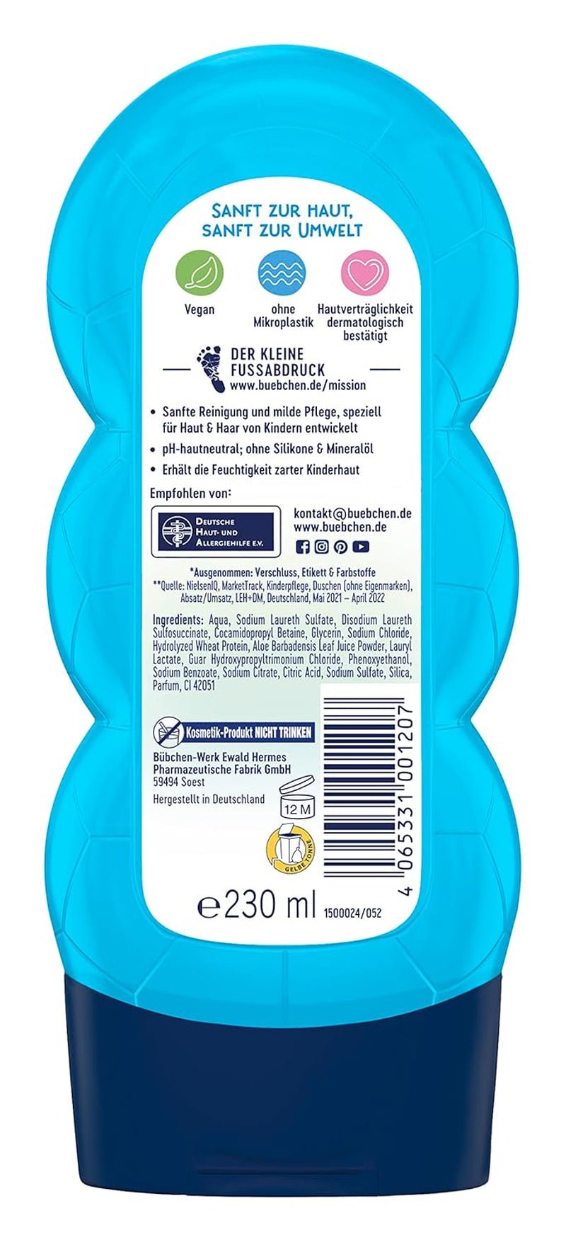 Șampon și gel de duș Buebchen Sportsfreund 2in1, 230 ml Copii - Baie si Skincare Naty Shop