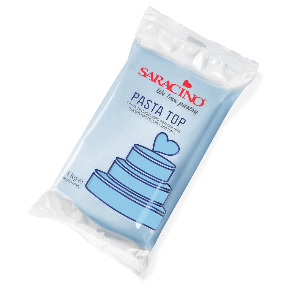 Saracino Fondant Top, Pasta de Zahar Pentru Acoperire 1 kg, Made In Italy Pasta de zahar Naty Shop Celeste Baby