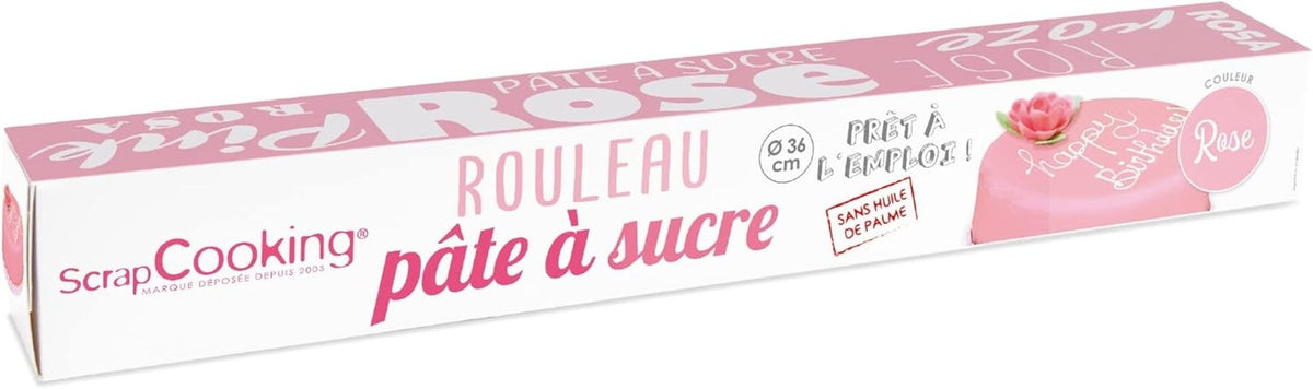 ScrapCooking - Roll fondant roz â'¬ 36 cm - Fondant negru rulat 430 g - Cake topper decorare topper fondant pentru prăjituri, coacere, aniversări, petreceri - Roz - 7264 Pasta de zahar Naty Shop Roz