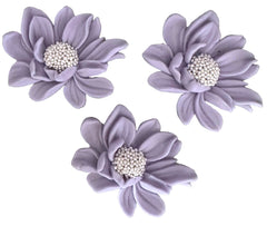Set 3 decoratiuni comestibile din zahar, Flori mov lila Decoratiuni din Pasta de Zahar Nati Shop
