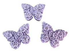 Set 3 decoratiuni comestibile din zahar, Fluturi mov lila Decoratiuni din Pasta de Zahar Nati Shop