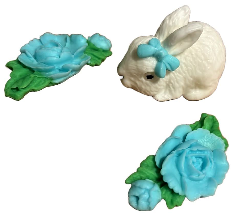 Set 3 decoratiuni comestibile din zahar, Iepuras Decoratiuni din Pasta de Zahar Nati Shop