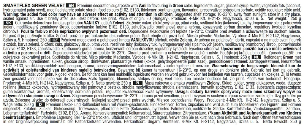 SmartFlex Fondant Green Velvet, 250 g (pachet de 2) Pasta de zahar Naty Shop