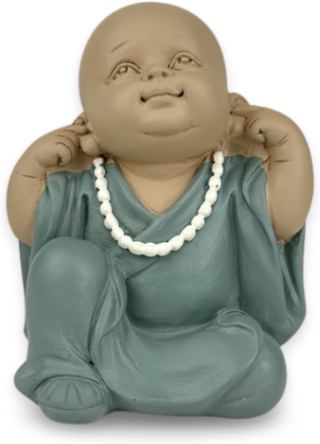 Statuie 3 Buddha râzând - Nu vezi nimic - Nu auzi nimic - Nu spui nimic - Baby Buddha Ansamblu simbolic - Stare de spirit pașnică și veselă - Decor Zen -H 18 cm - Zen'Light Statuete si sculpturi Naty Shop Verde Bej H 10,5