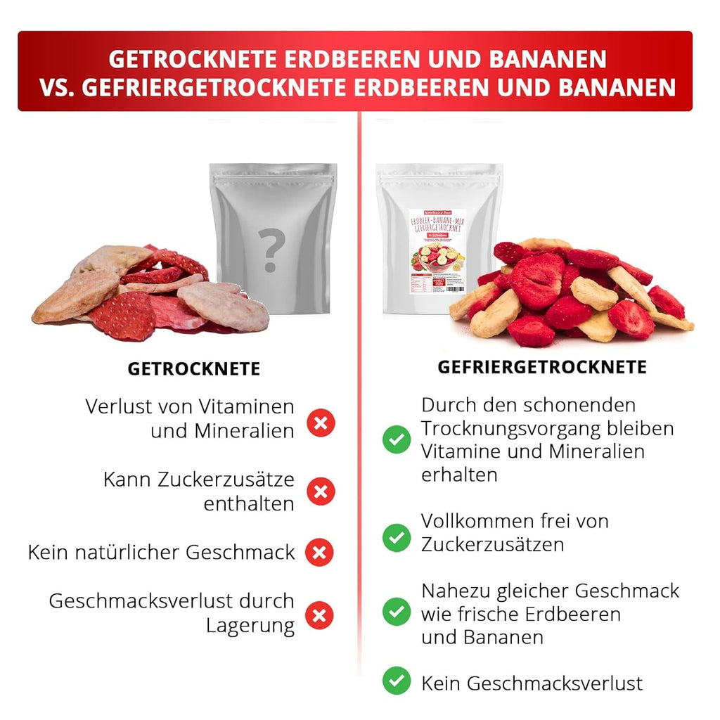 Strawberry-banana mix 200g - căpșuni liofilizate și banane liofilizate ca o gustare delicioasă într-o pungă Produse deshidratate Naty Shop