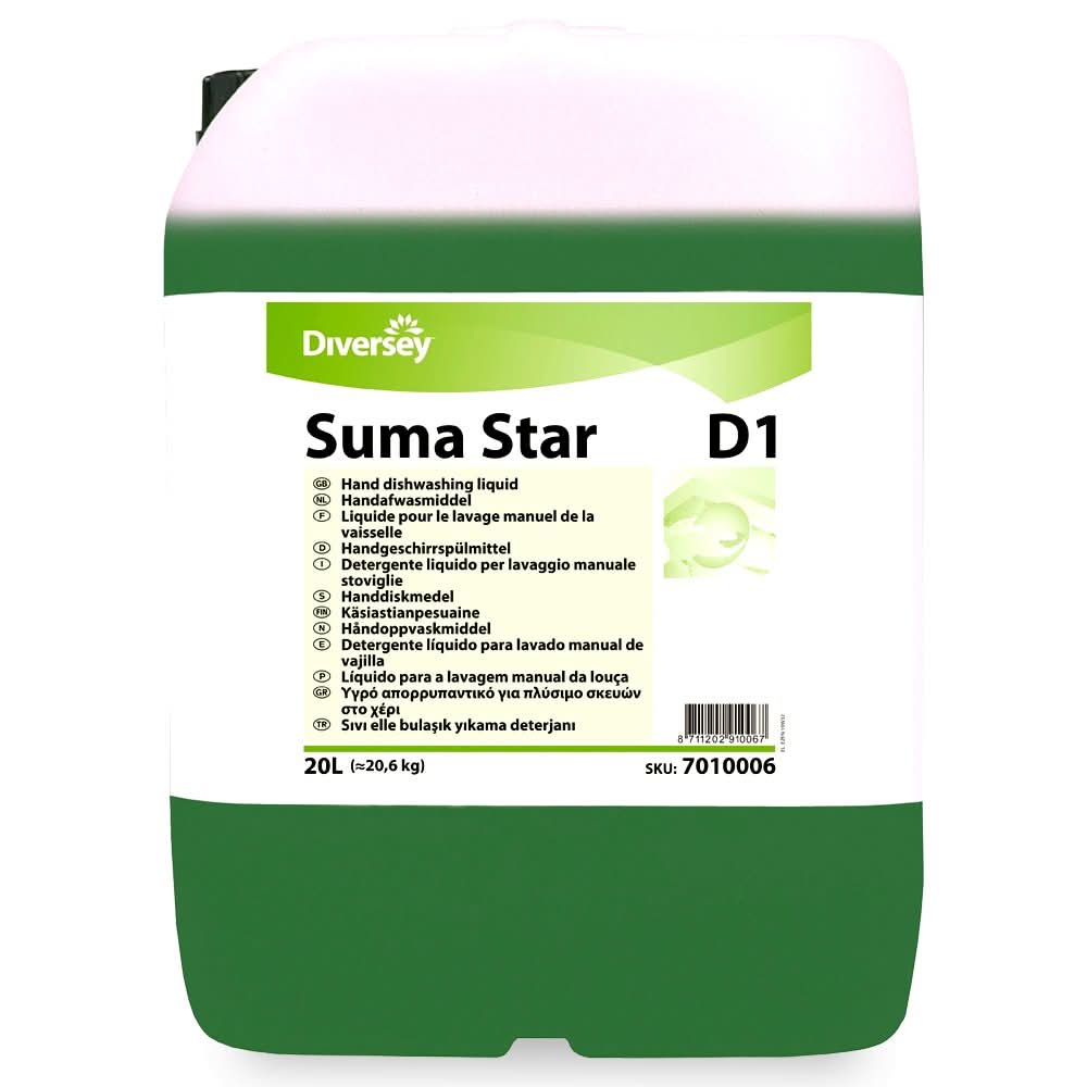 Suma Star D1 - Manual concentrated liquid detergent for professional dishes 20L Detergenti Nati Shop
