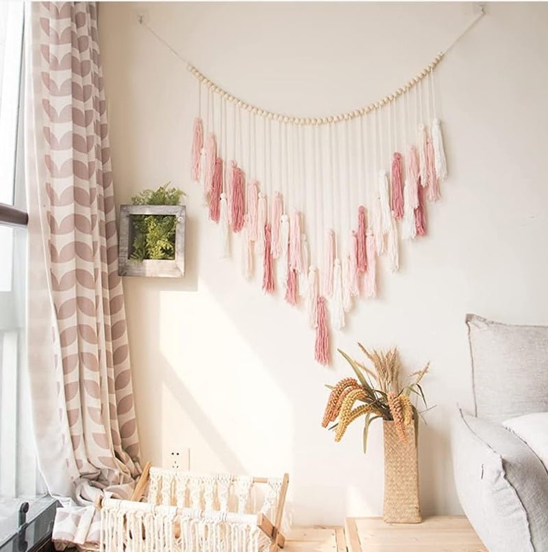 Tapiserie deco hanging woven pastoral wood bead Casa - Accesorii si Decoratiuni Naty Shop